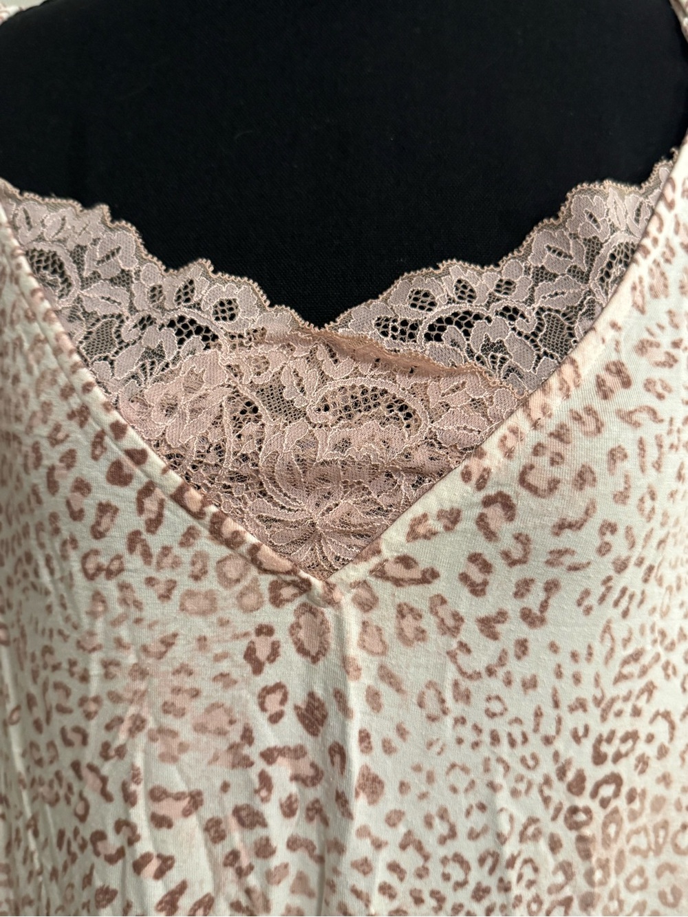 Soma Cool Nights Pink Leopard Print Lace-Trim Chemise - Picture 3 of 5